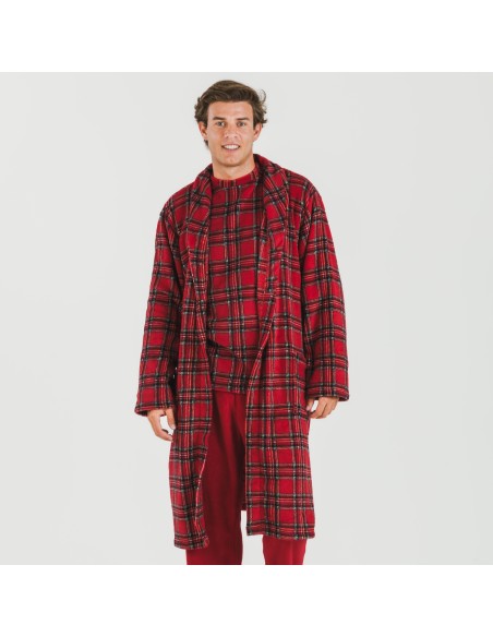 Vestaglia uomo pile coral Nicolas rosso Vestaglia uomo pile coral Nicolas rosso