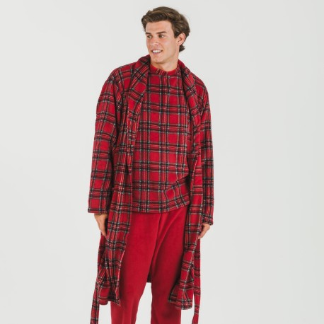 Vestaglia uomo pile coral Nicolas rosso