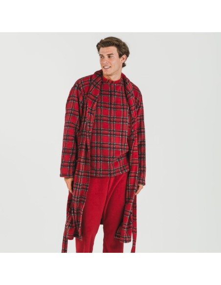 Vestaglia uomo pile coral Nicolas rosso Vestaglia uomo pile coral Nicolas rosso