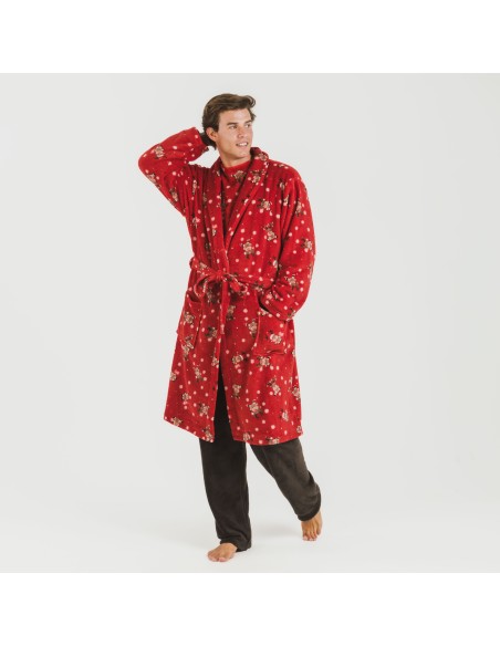 Vestaglia pile coral Rodolfo rosso