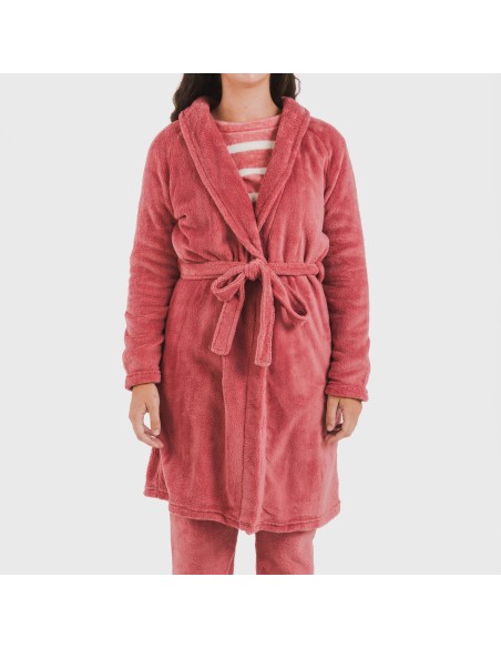 Vestaglia pile coral tinta unita