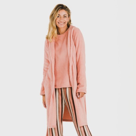 Vestaglia pile coral tinta unita