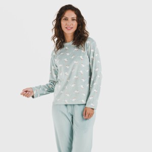 Pigiama velluto Seasonal blu acqua 2