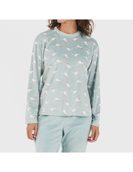 Pigiama velluto Seasonal blu acqua Pigiama velluto Seasonal blu acqua