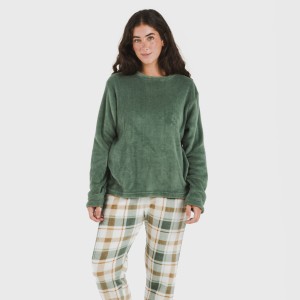Pigiama pile coral Cuadro Noric verde 2