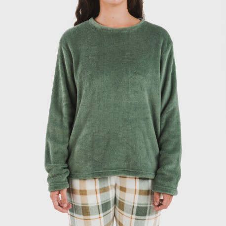 Pigiama pile coral Cuadro Noric verde