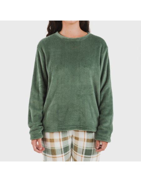 Pigiama pile coral Cuadro Noric verde