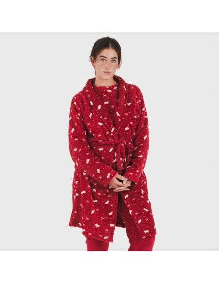 Vestaglia pile coral Cody bordeaux