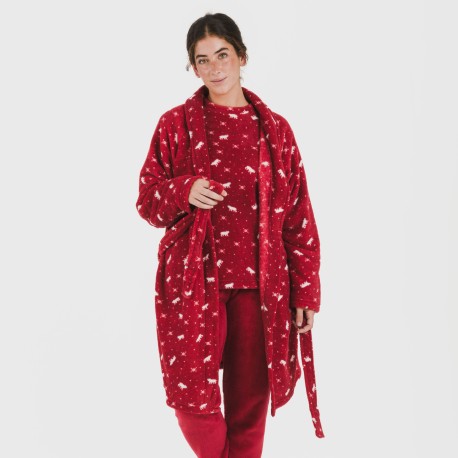 Vestaglia pile coral Cody bordeaux