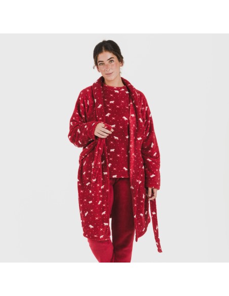 Vestaglia pile coral Cody bordeaux