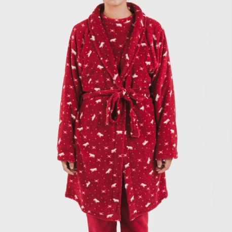 Vestaglia pile coral Cody bordeaux