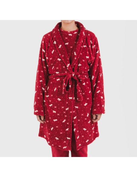 Vestaglia pile coral Cody bordeaux