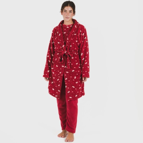 Vestaglia pile coral Cody bordeaux