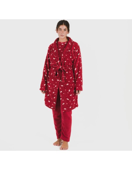 Vestaglia pile coral Cody bordeaux