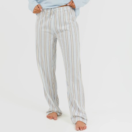 Pigiama lungo cotone Raya Bill celeste