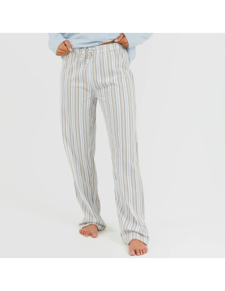 Pigiama lungo cotone Raya Bill celeste Pigiama lungo cotone Raya Bill celeste