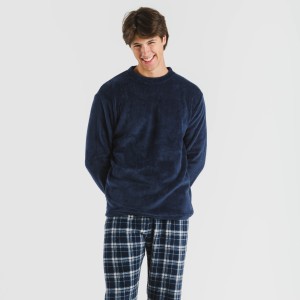 Pigiama pile coral uomo Cuadro Brais blu navy