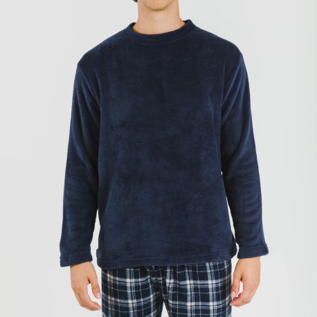 Pigiama pile coral uomo Cuadro Brais blu navy