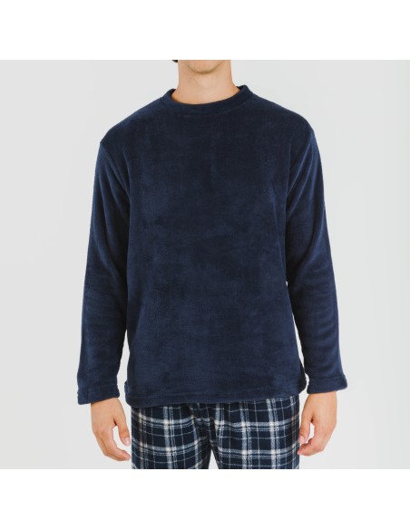 Pigiama pile coral uomo Cuadro Brais blu navy