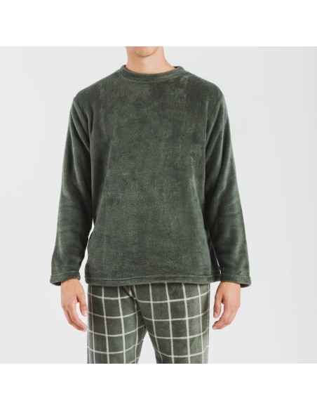 Pigiama pile coral uomo Cuadro Andino verde militare