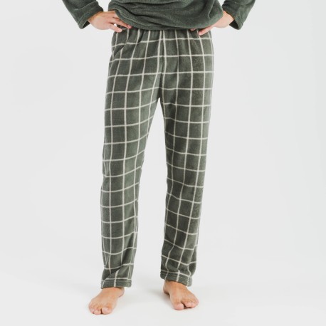 Pigiama pile coral uomo Cuadro Andino verde militare