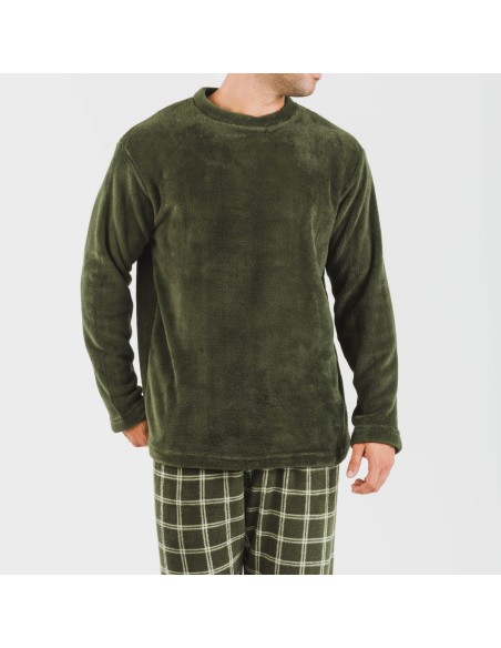 Pigiama pile coral uomo Cuadro Nitari verde militare