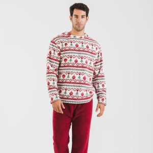 Pigiama pile coral uomo Joshie bordeaux