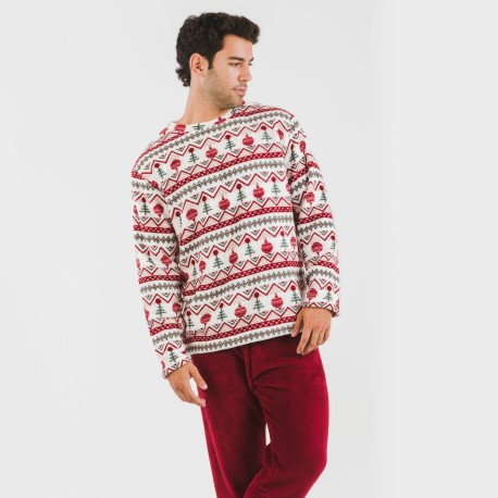 Pigiama pile coral uomo Joshie bordeaux