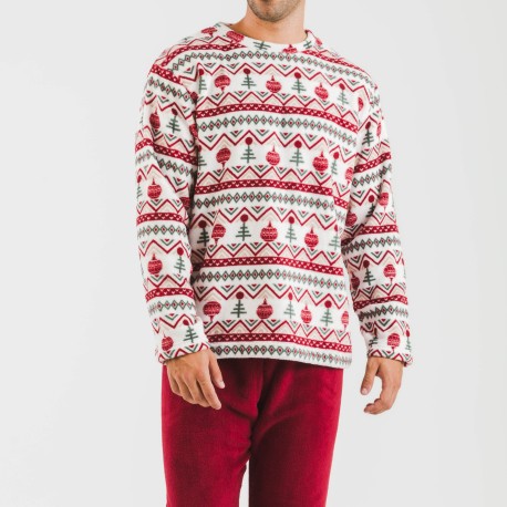 Pigiama pile coral uomo Joshie bordeaux