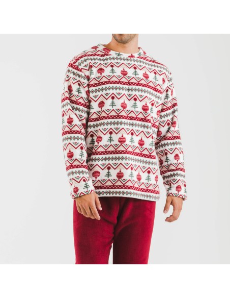 Pigiama pile coral uomo Joshie bordeaux