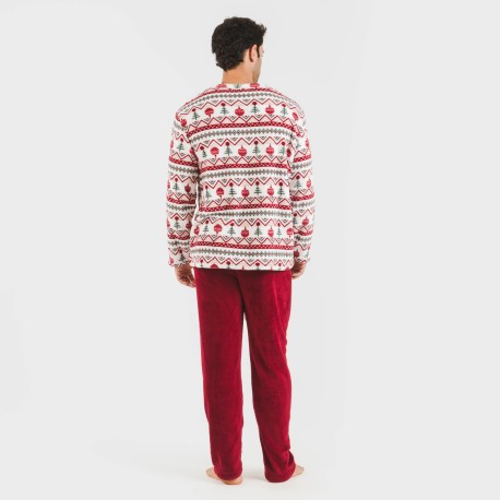 Pigiama pile coral uomo Joshie bordeaux