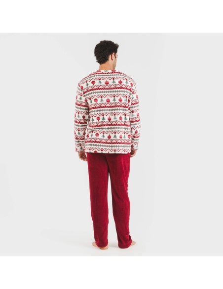 Pigiama pile coral uomo Joshie bordeaux