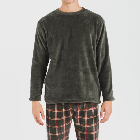 Pigiama pile coral uomo Cuadro Nelby verde militare