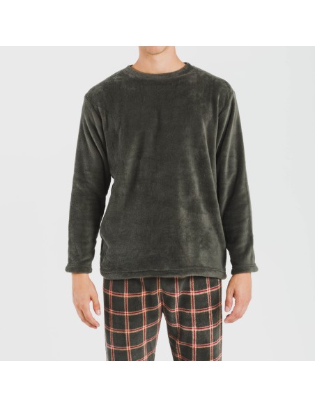 Pigiama pile coral uomo Cuadro Nelby verde militare