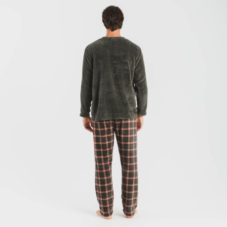 Pigiama pile coral uomo Cuadro Nelby verde militare