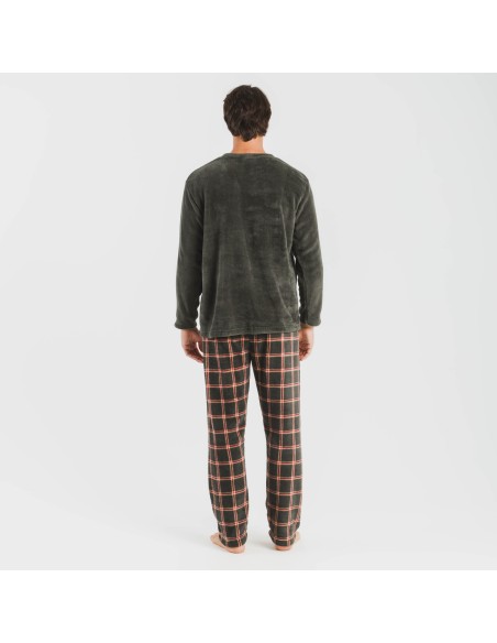 Pigiama pile coral uomo Cuadro Nelby verde militare