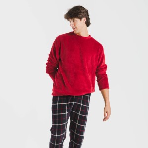 Pigiama pile coral uomo Cuadro Gaston bordeaux 2