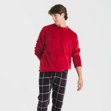 Pigiama pile coral uomo Cuadro Gaston bordeaux