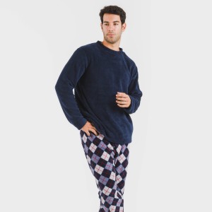 Pigiama pile coral uomo Darsikiriki blu 2