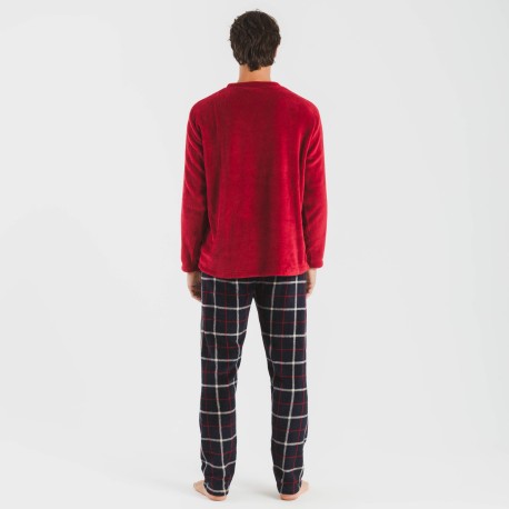 Pigiama pile coral uomo Cuadro Gaston bordeaux