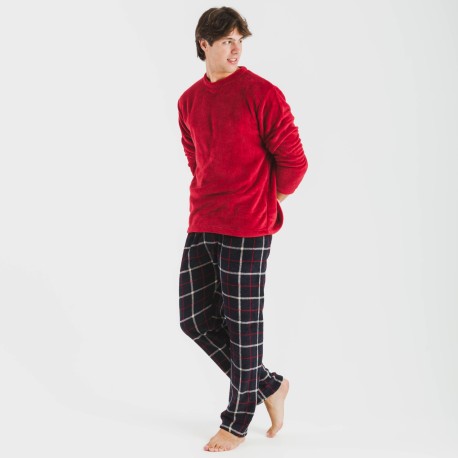 Pigiama pile coral uomo Cuadro Gaston bordeaux