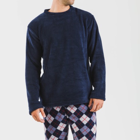 Pigiama pile coral uomo Darsikiriki blu