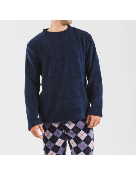 Pigiama pile coral uomo Darsikiriki blu