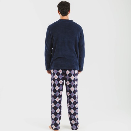 Pigiama pile coral uomo Darsikiriki blu