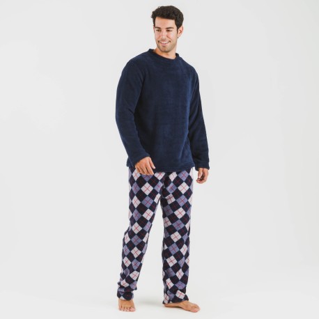 Pigiama pile coral uomo Darsikiriki blu