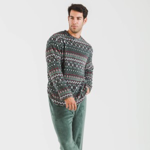 Pigiama pile coral uomo Pegisu verde veronese 2