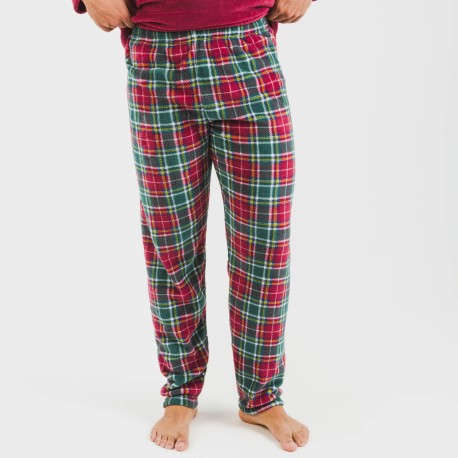 Pigiama pile coral uomo Cuadro Aros bordeaux