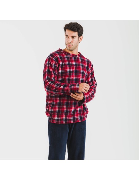 Pigiama pile coral uomo Cuadro Cocoro blu navy