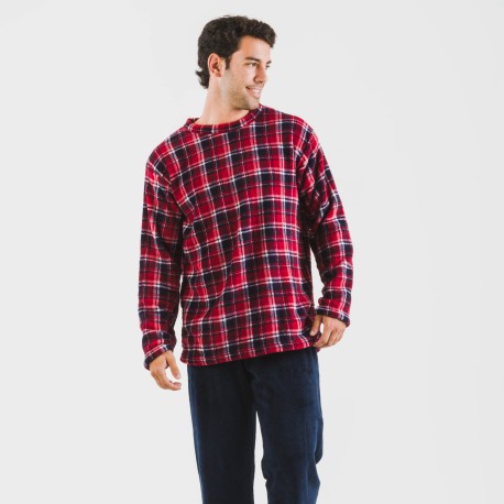 Pigiama pile coral uomo Cuadro Cocoro blu navy