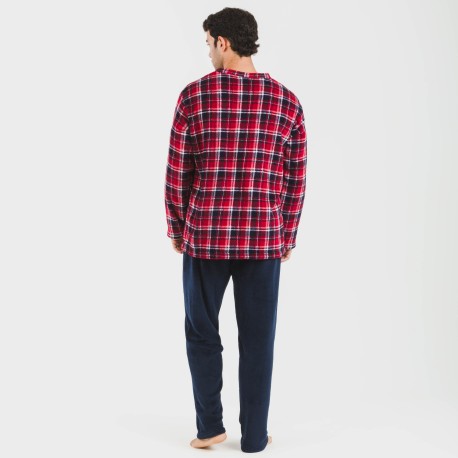 Pigiama pile coral uomo Cuadro Cocoro blu navy